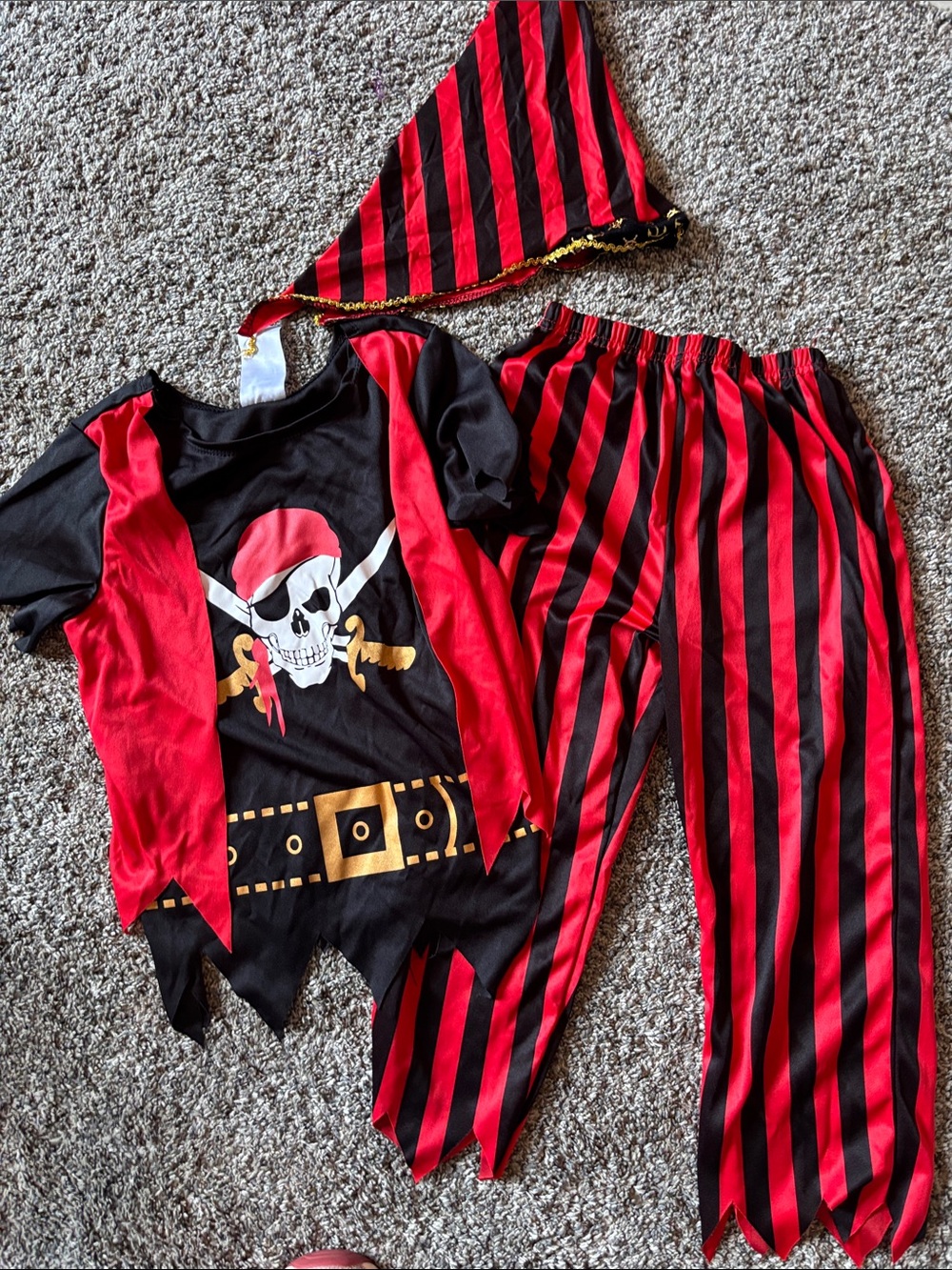 Kids Red and Black Pirate Costume Set